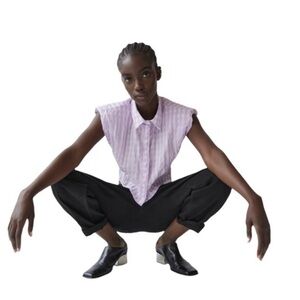 NEW Zara checkered shoulder pad top